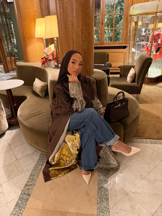 HADIYATT Firenze mahogany satin abaya - A/W 26