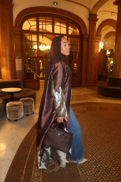 HADIYATT Firenze mahogany satin abaya - A/W 26