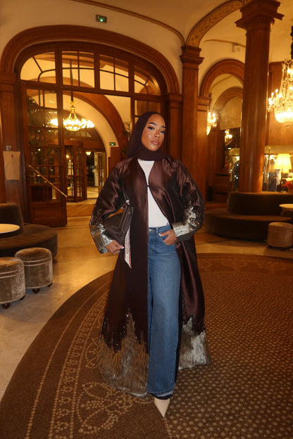 HADIYATT Firenze mahogany satin abaya - A/W 26
