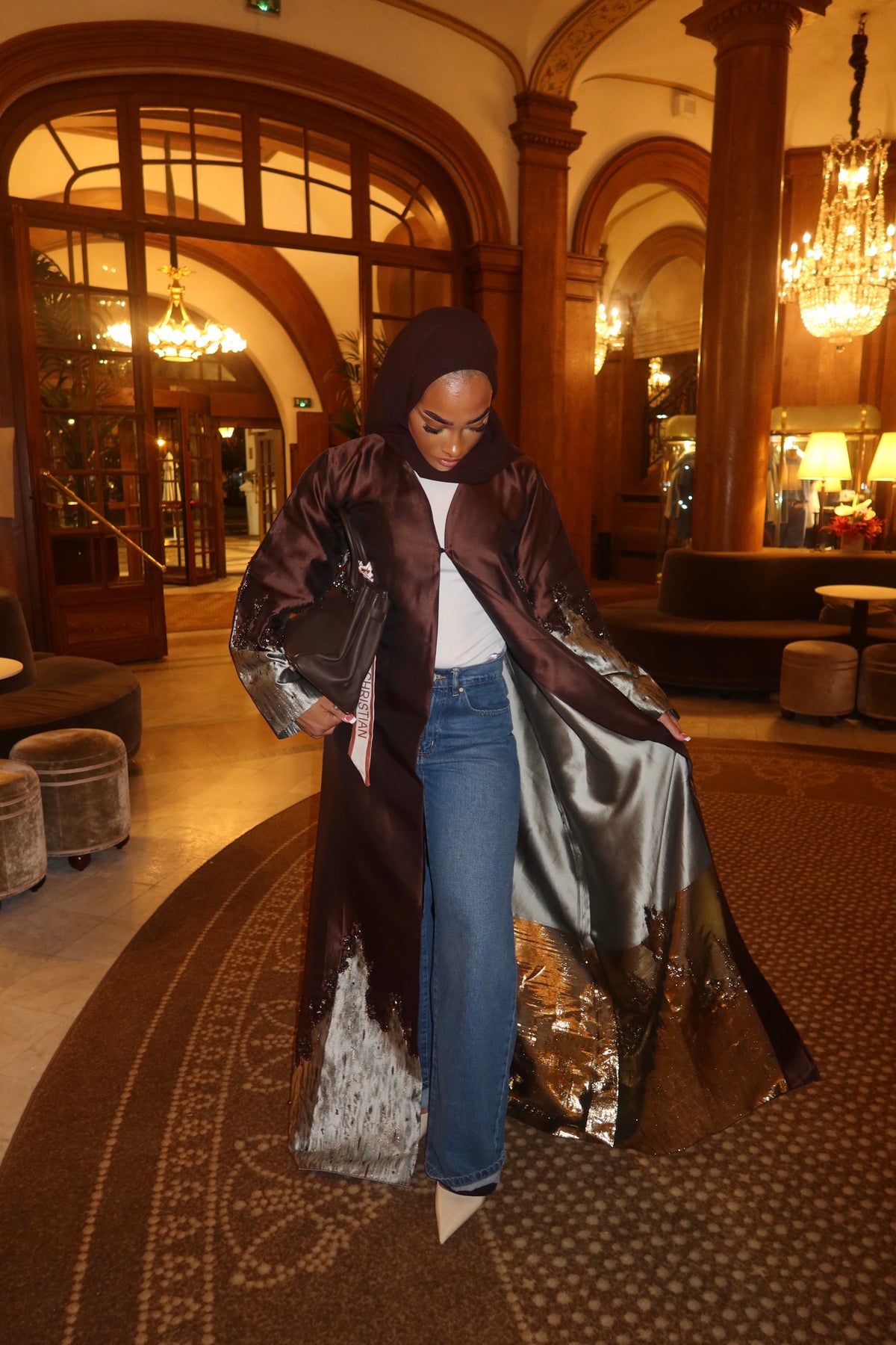 HADIYATT Firenze mahogany satin abaya - A/W 26