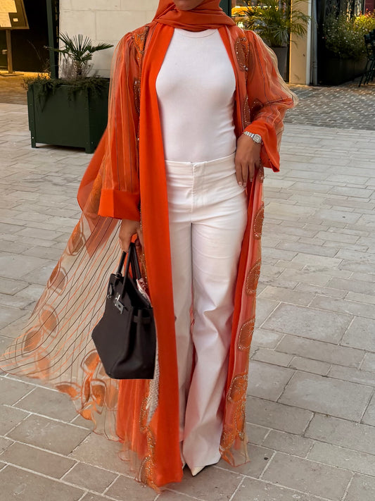 HADIYATT Caprese citrus orange abaya - A/W 26