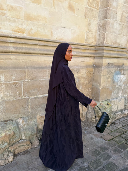HADIYATT Prugna plum textured abaya - A/W 26