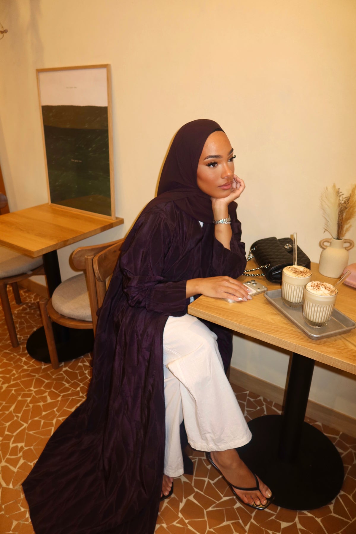 HADIYATT Prugna plum textured abaya - A/W 26