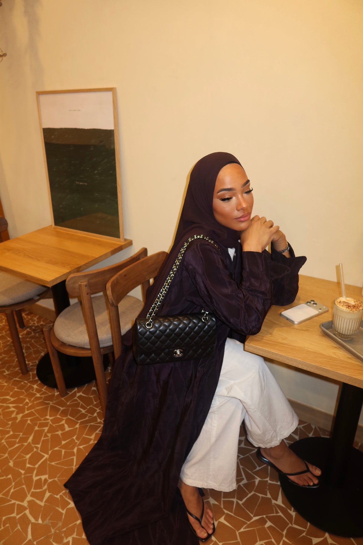 HADIYATT Prugna plum textured abaya - A/W 26