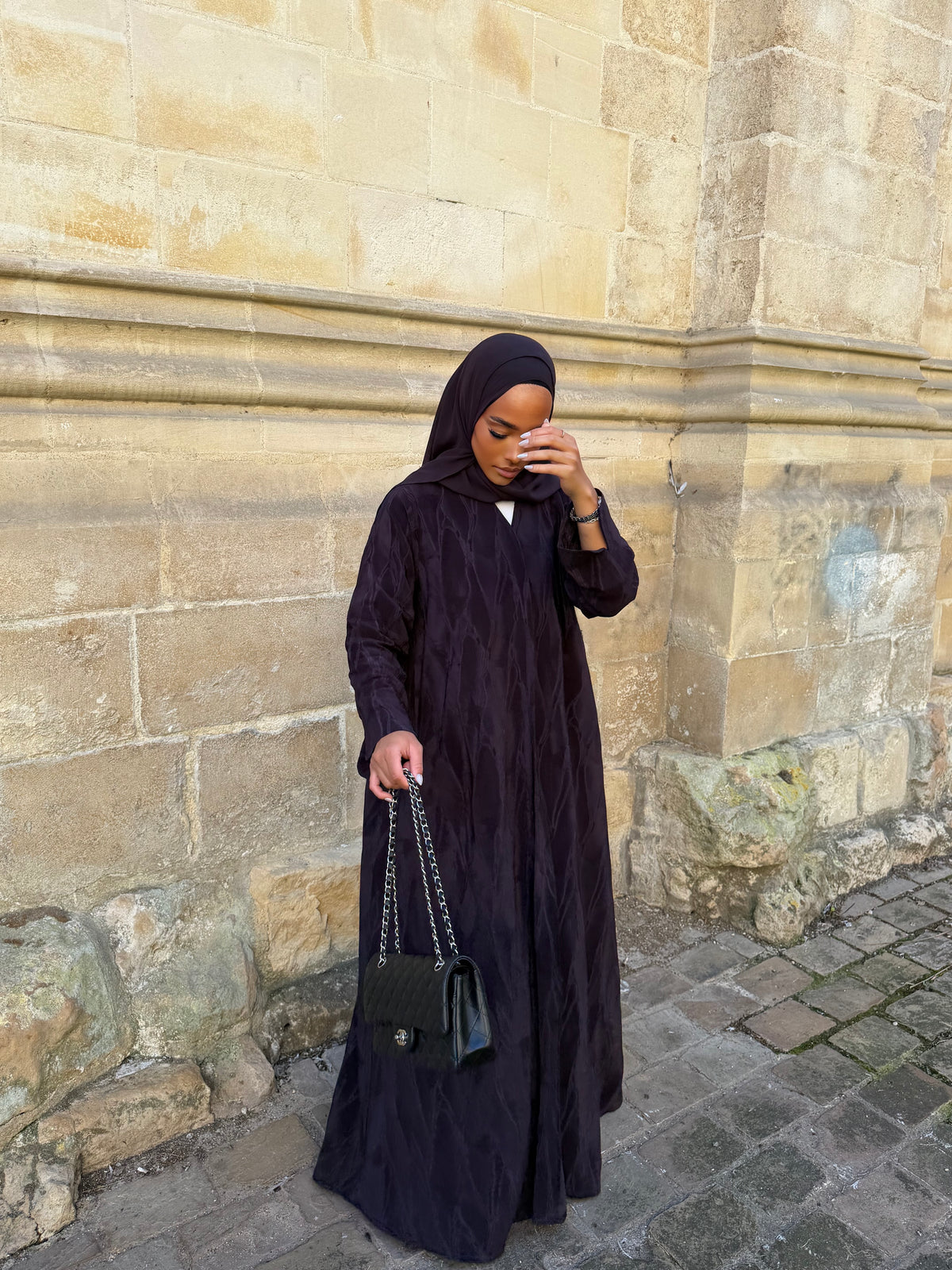 HADIYATT Prugna plum textured abaya - A/W 26